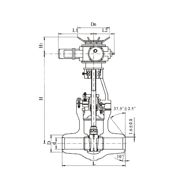 Electric butt welding gate valve for pound high temperature and high pressure power station