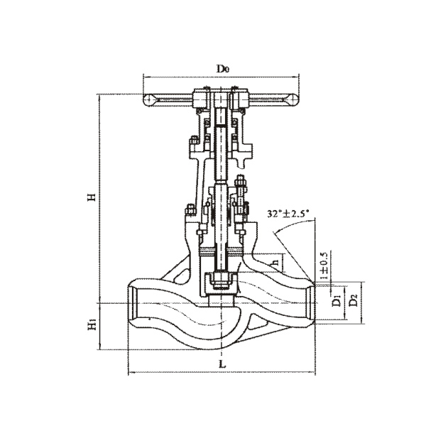 Butt welding shut-off valve for power station (self-tightening)