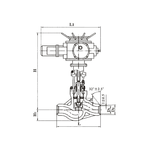 Cast steel electric butt welding stop valve for power station