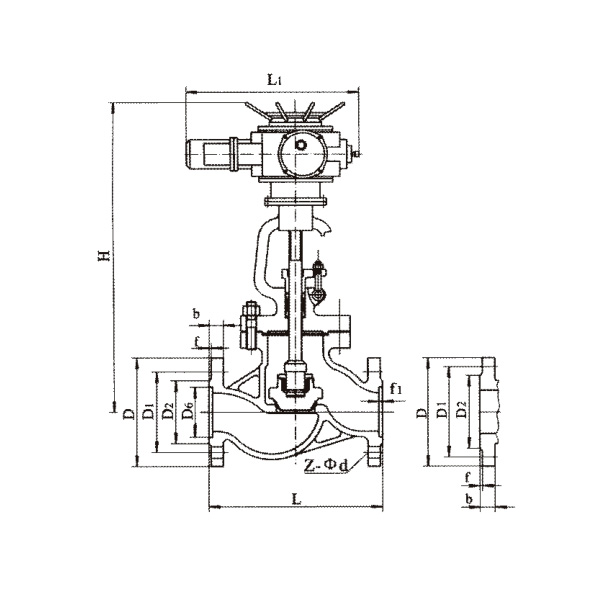 Electric flange connection steel shut-off valve